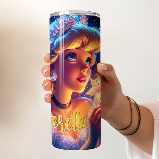 Princess Cinderella Magical Starry Skinny Tumbler - Custom Name (20oz) | Insulated Stainless Steel Travel Cup