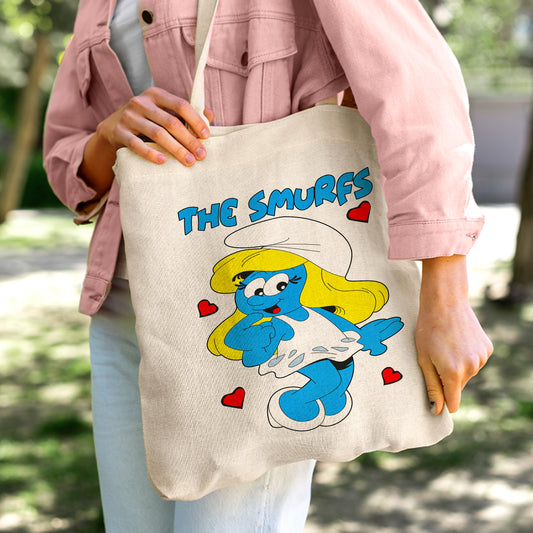 Smurfette The Smurfs Linen Tote Bag - Custom Name (35x45cm) | Eco-Friendly Lightweight Shopping & Everyday Carrier