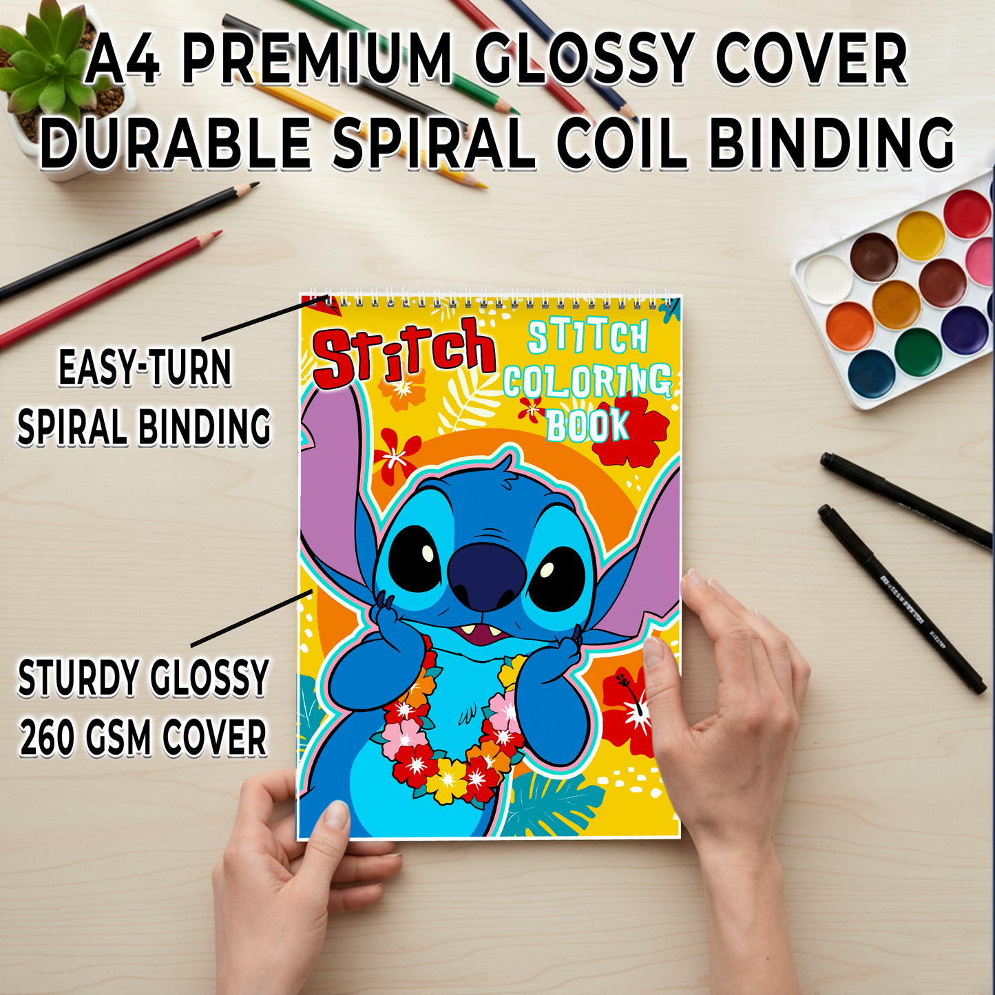 Stitch Ohana Coloring Book - 15-Page A4 - Custom Name | Premium & Durable
