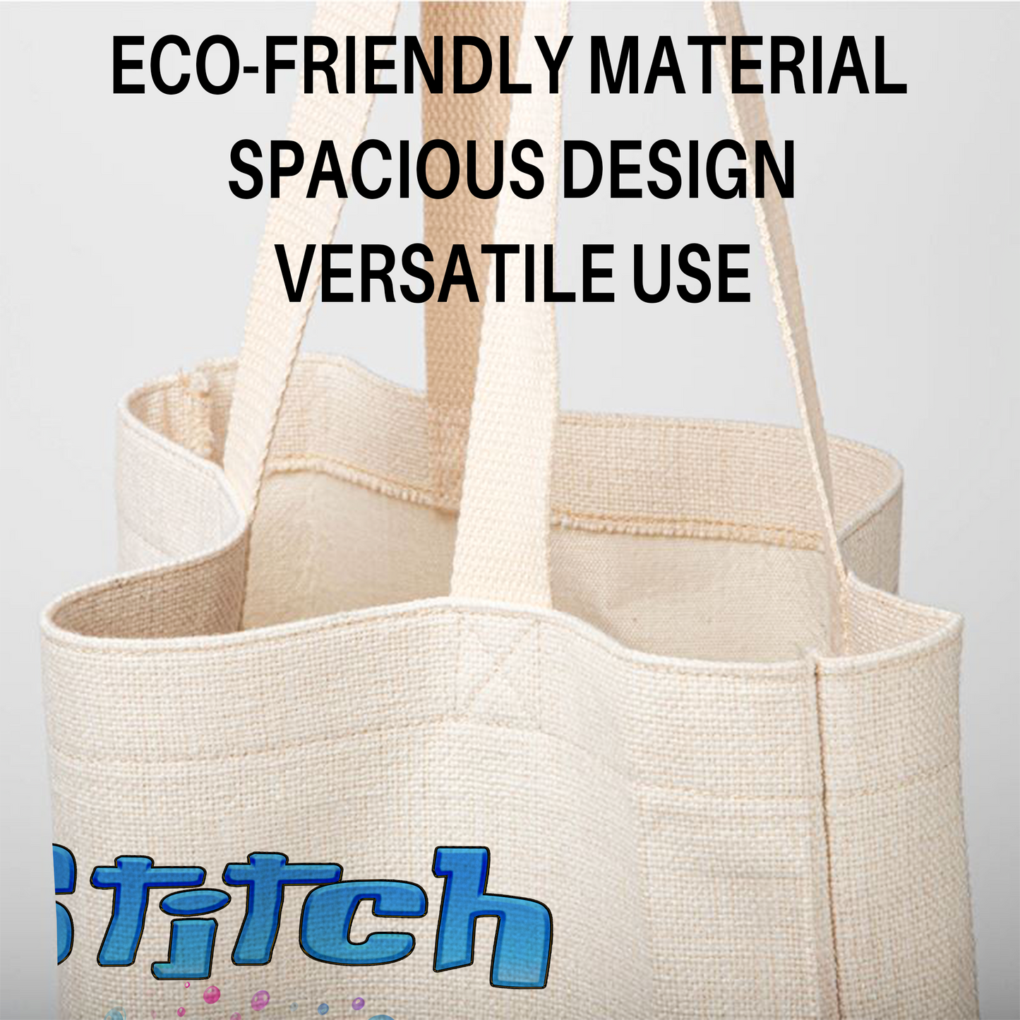 Stitch Tropical Fruit Drink Personalized Linen Tote Bag - Custom Name (35x45cm) | Eco-Friendly Bubble Tea Lover Shopper