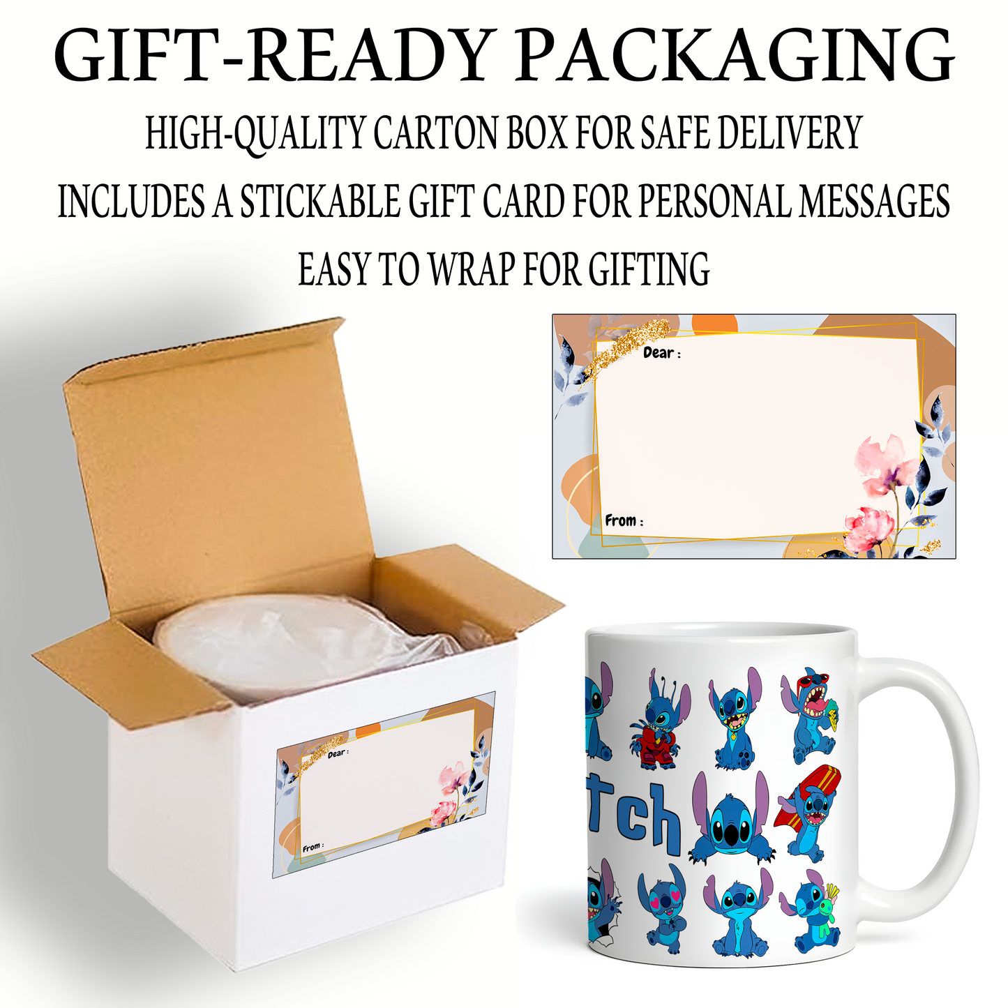 Stitch Character Collage Ceramic Mug – Custom Name | Vibrant & Comfortable