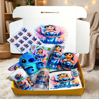 Lilo & Stitch 'Ohana Box – | Custom Name | Includes Plush, Tote Bag, Pouch & Drinkware Set & More