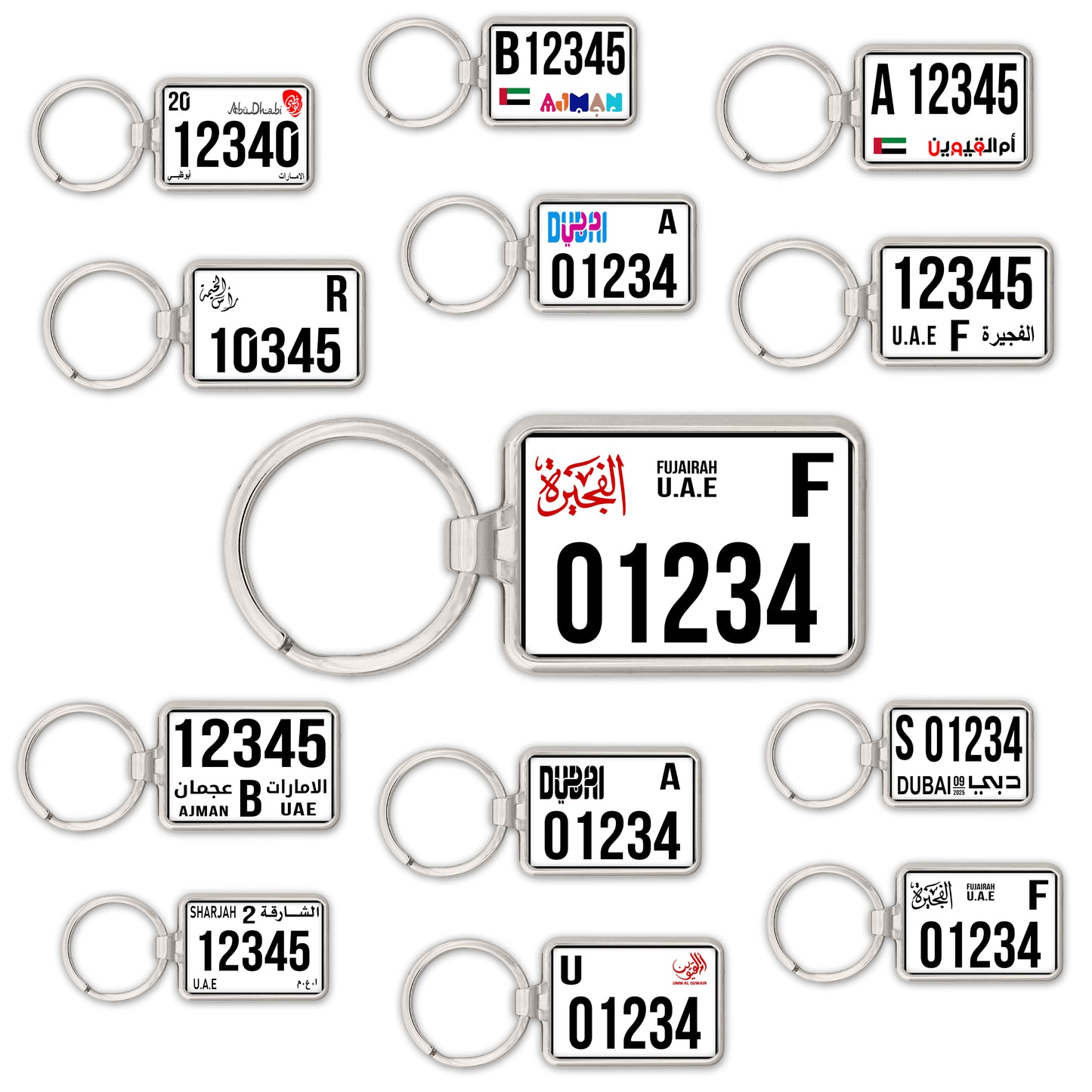 Custom UAE SUV License Plate Keychain – Wide & Single-Sided | All Emirates & Colors | Premium Glossy Finish