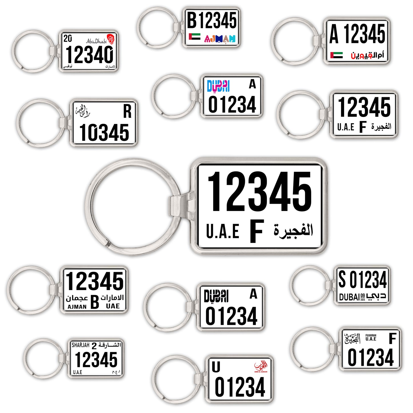 Custom UAE SUV License Plate Keychain – Wide & Single-Sided | All Emirates & Colors | Premium Glossy Finish