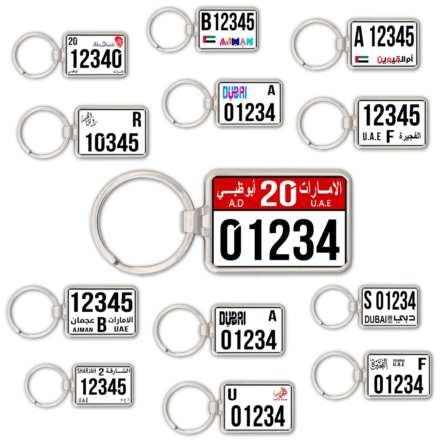 Custom UAE SUV License Plate Keychain – Wide & Single-Sided | All Emirates & Colors | Premium Glossy Finish