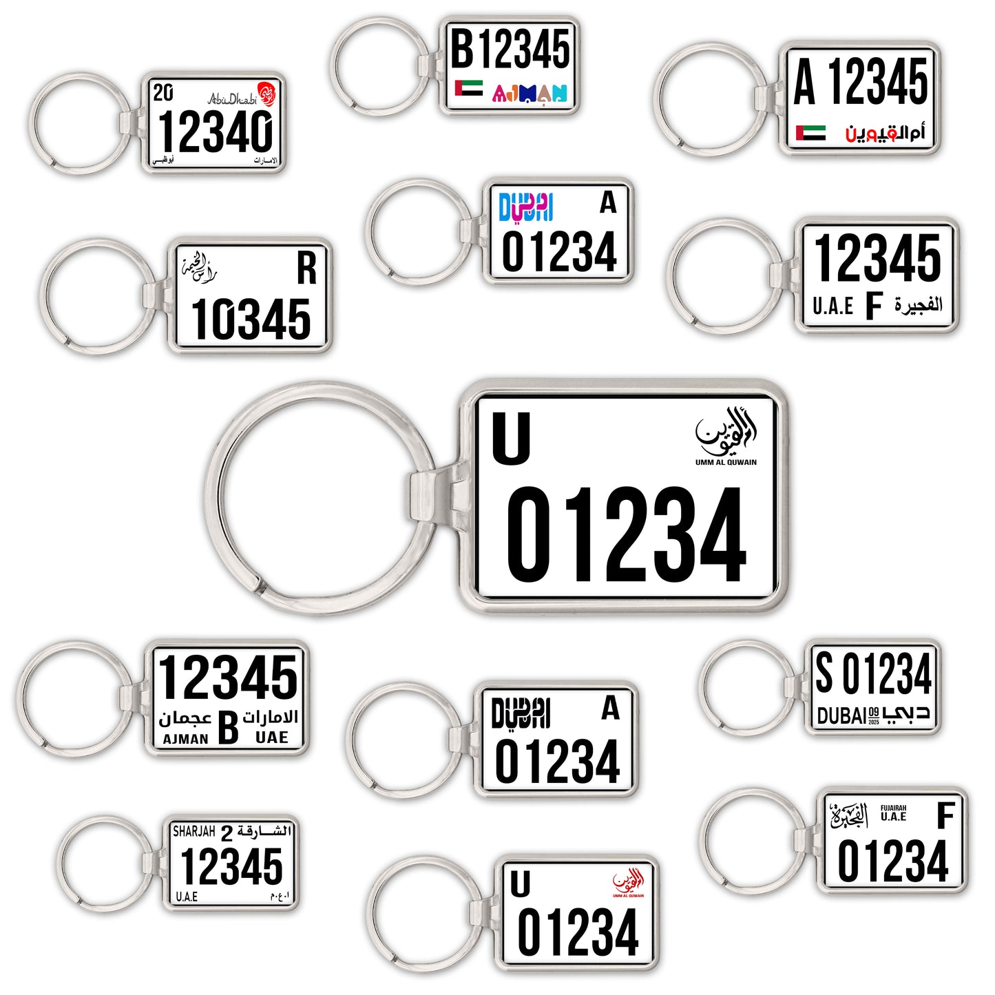 Custom UAE SUV License Plate Keychain – Wide & Single-Sided | All Emirates & Colors | Premium Glossy Finish