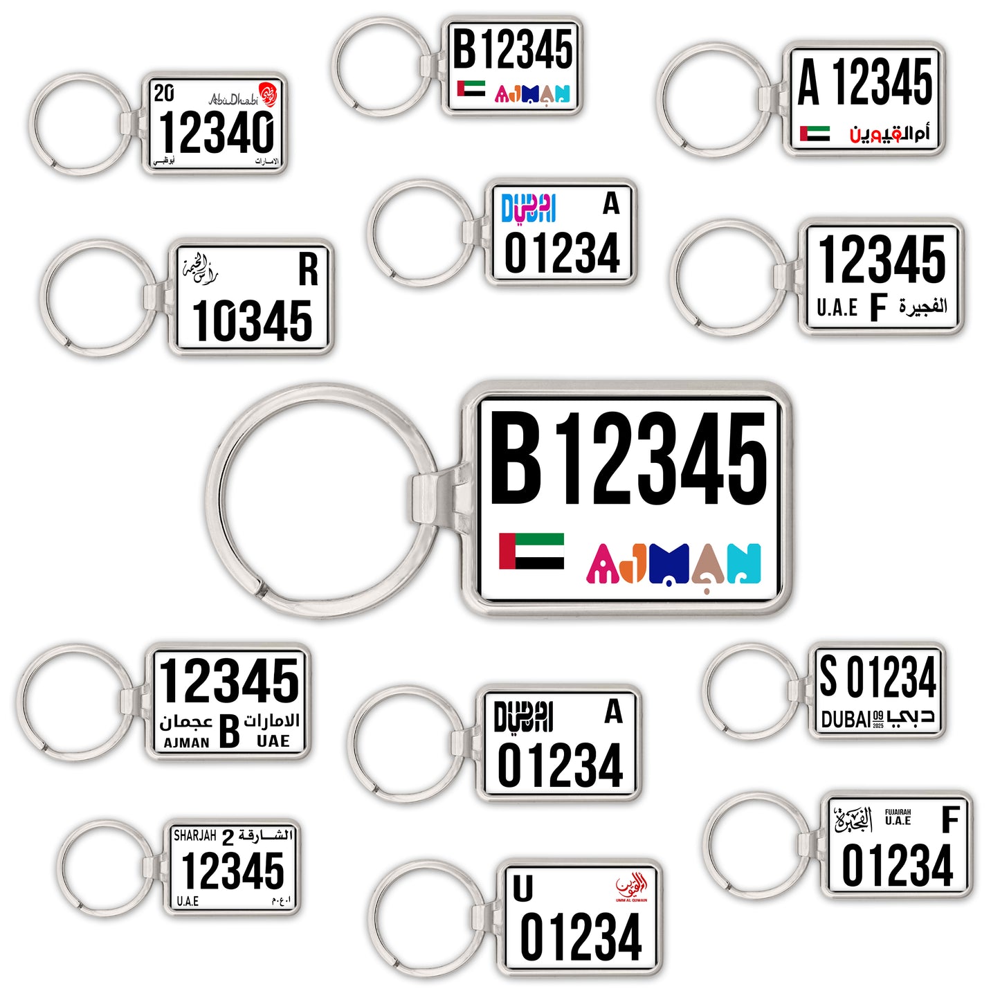 Custom UAE SUV License Plate Keychain – Wide & Single-Sided | All Emirates & Colors | Premium Glossy Finish