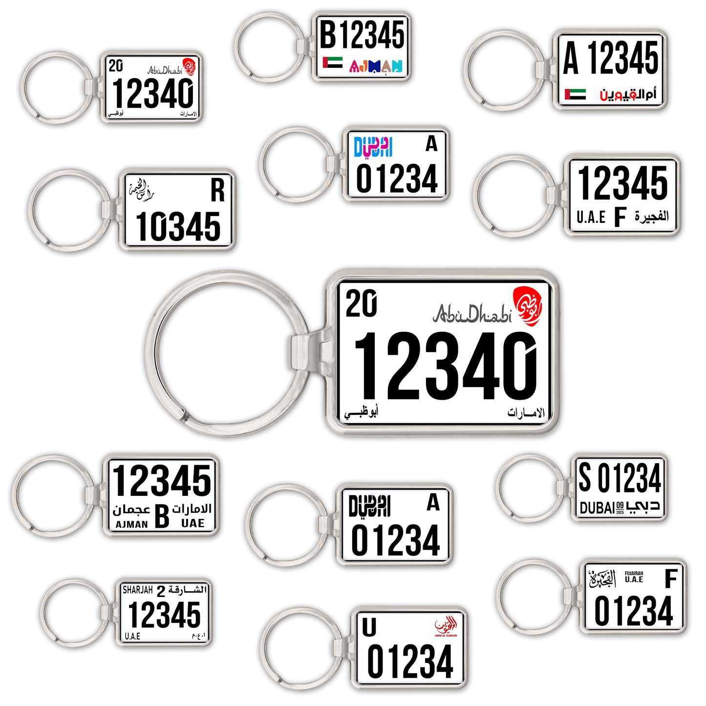 Custom UAE SUV License Plate Keychain – Wide & Single-Sided | All Emirates & Colors | Premium Glossy Finish
