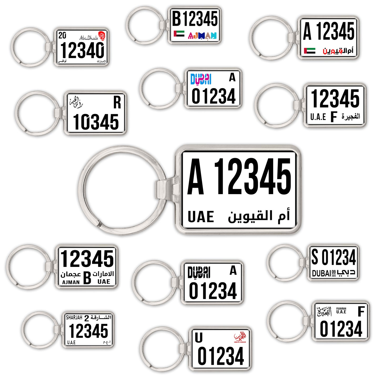 Custom UAE SUV License Plate Keychain – Wide & Single-Sided | All Emirates & Colors | Premium Glossy Finish