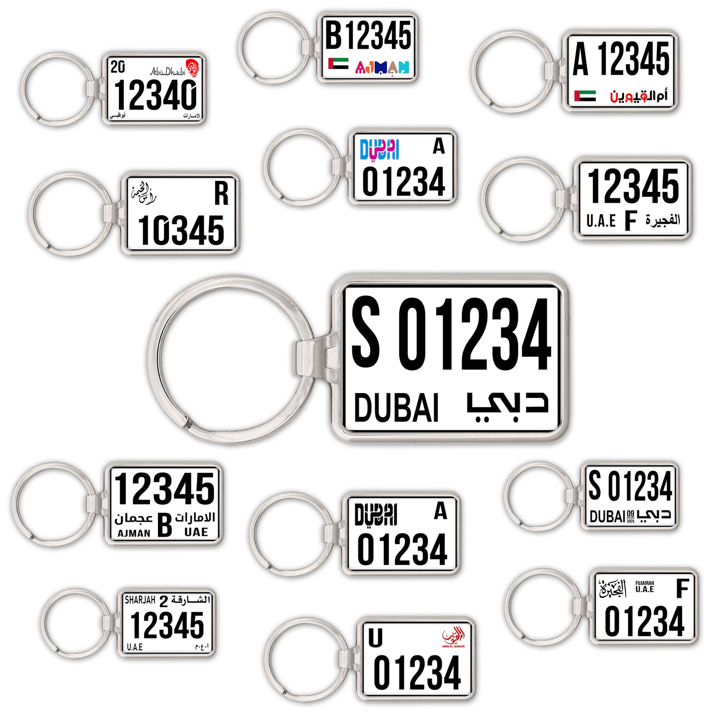 Custom UAE SUV License Plate Keychain – Wide & Single-Sided | All Emirates & Colors | Premium Glossy Finish
