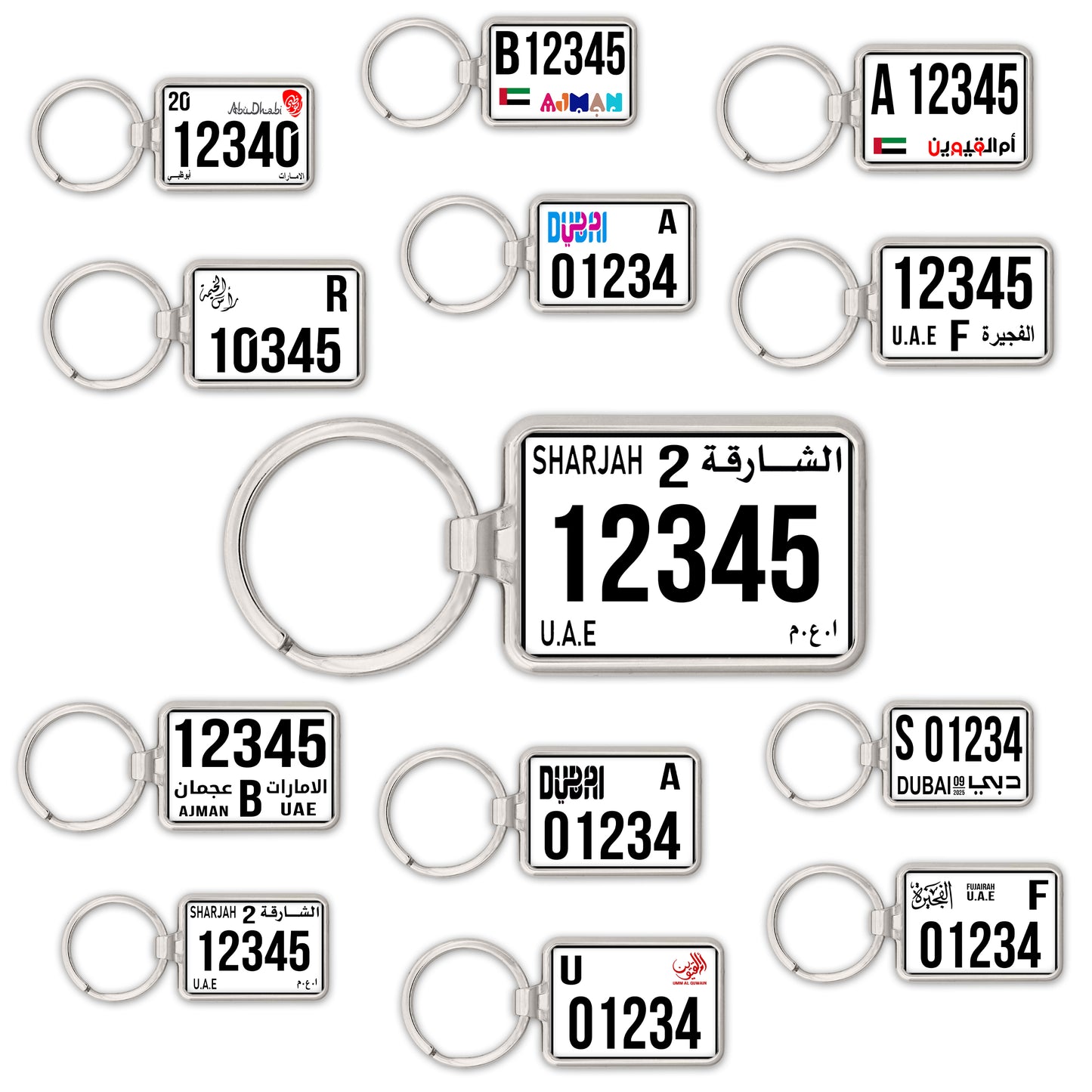 Custom UAE SUV License Plate Keychain – Wide & Single-Sided | All Emirates & Colors | Premium Glossy Finish
