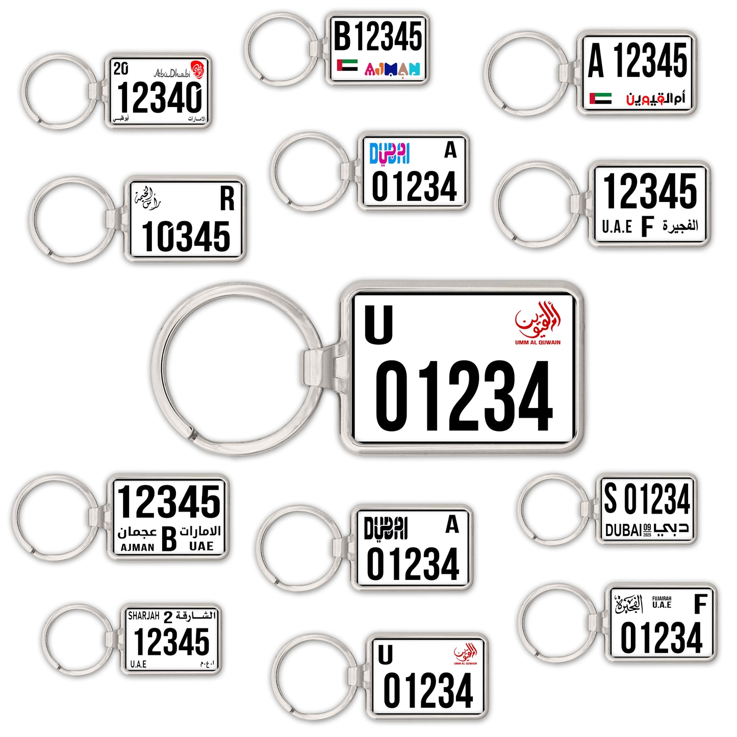 Custom UAE SUV License Plate Keychain – Wide & Single-Sided | All Emirates & Colors | Premium Glossy Finish