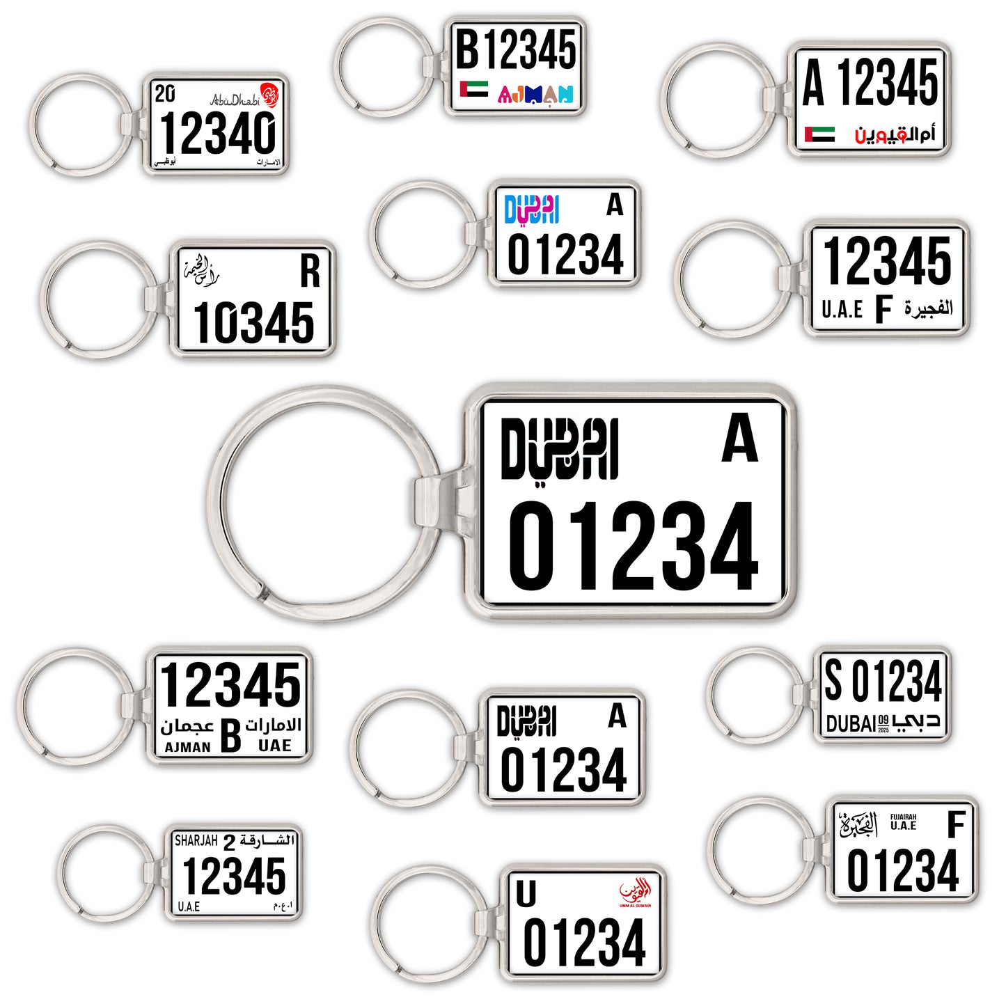 Custom UAE SUV License Plate Keychain – Wide & Single-Sided | All Emirates & Colors | Premium Glossy Finish