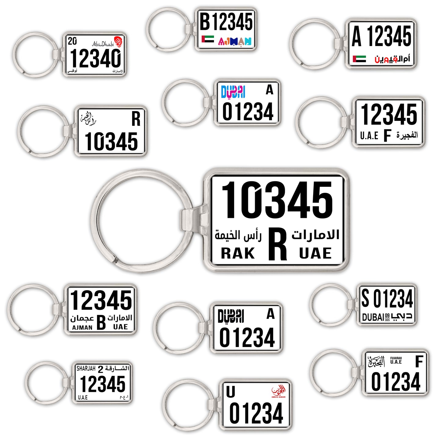 Custom UAE SUV License Plate Keychain – Wide & Single-Sided | All Emirates & Colors | Premium Glossy Finish