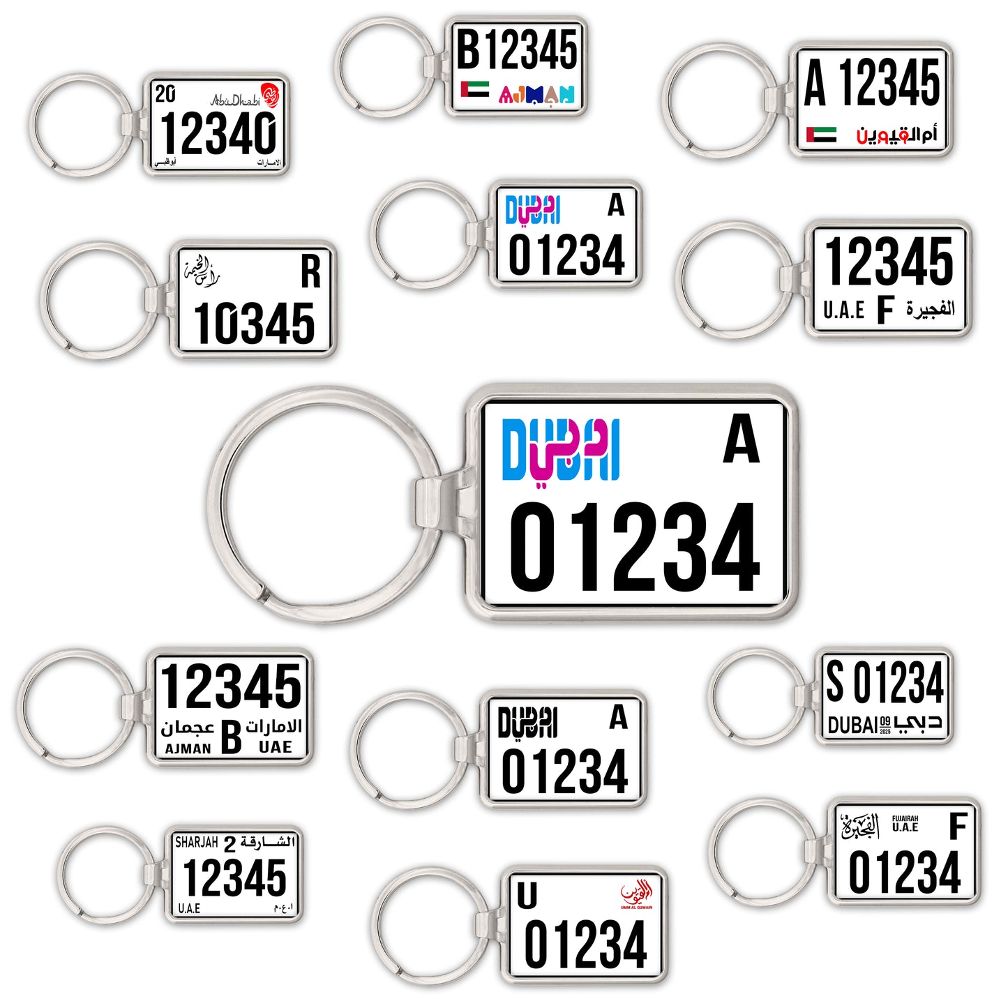 Custom UAE SUV License Plate Keychain – Wide & Single-Sided | All Emirates & Colors | Premium Glossy Finish