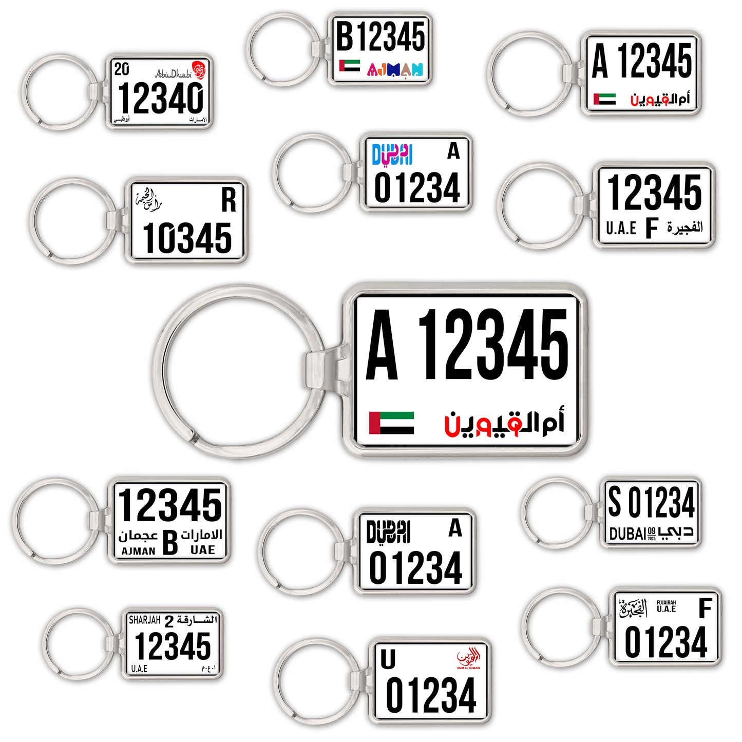 Custom UAE SUV License Plate Keychain – Wide & Single-Sided | All Emirates & Colors | Premium Glossy Finish