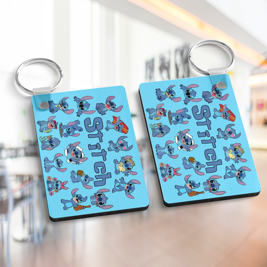 Stitch Double-Sided Character Collage Keychain – Custom Name | Lightweight & Durable