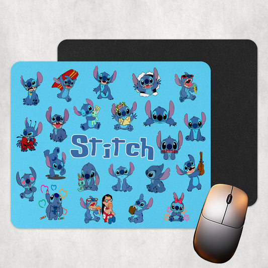 Stitch Character Collage Mouse Pad – Personalized Name | Durable Design & Non-Slip Base