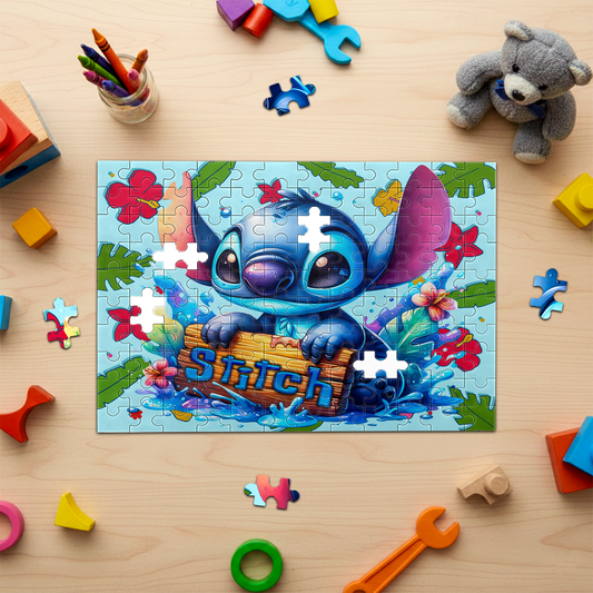 Stitch Tropical Adventure Jigsaw Puzzle 120-Piece A4 - Custom Name | Premium & Precision-Cut