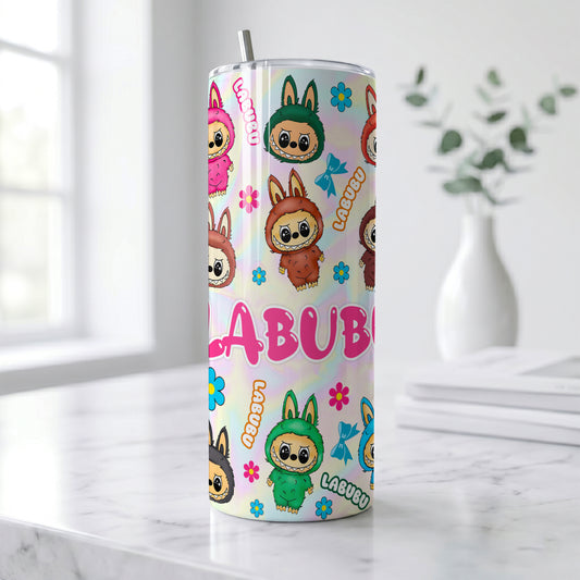 Labubu Monsters Pastel Skinny Tumbler - Custom Name (20oz) | Insulated Stainless Steel Travel Cup