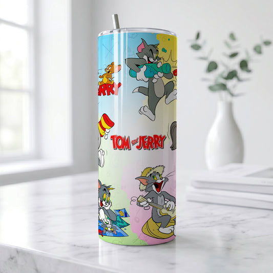 Tom & Jerry Classic Chase Skinny Tumbler - Custom Name (20oz) | Insulated Stainless Steel Travel Cup
