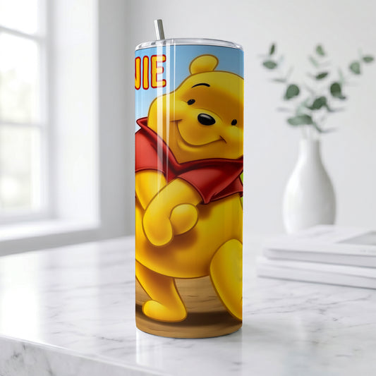 Winnie the Pooh Forest Path Skinny Tumbler - Custom Name (20oz) | Insulated Stainless Steel Travel Cup