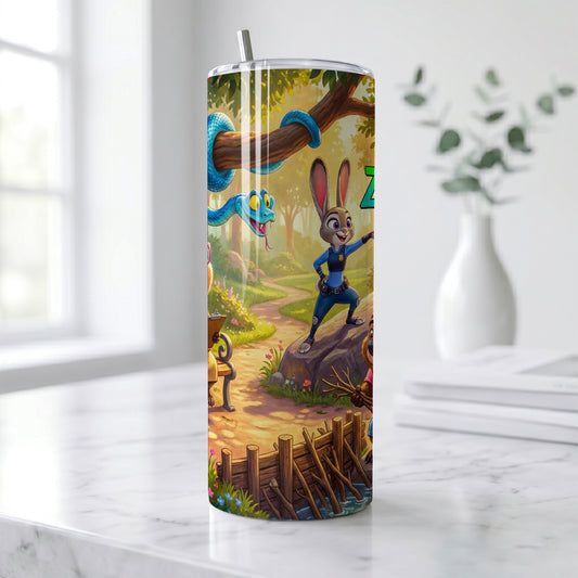 Zootopia Forest Patrol Skinny Tumbler - Custom Name (20oz) | Insulated Stainless Steel Travel Cup