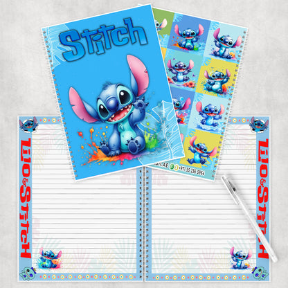 Stitch Splash Whimsy Spiral Notebook – A5 | 60 Pages (30 Sheets) | Cute & Colorful Design