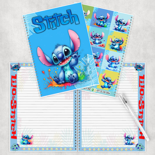 Stitch Splash Whimsy Spiral Notebook – A5 | 60 Pages (30 Sheets) | Cute & Colorful Design
