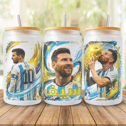 Lionel Messi Argentina Champion Box – Custom Name | Includes Drinkware Set, Pouch & More