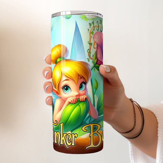Tinker Bell Magical Fairy Forest Skinny Tumbler - Custom Name (20oz) | Insulated Stainless Steel Travel Cup