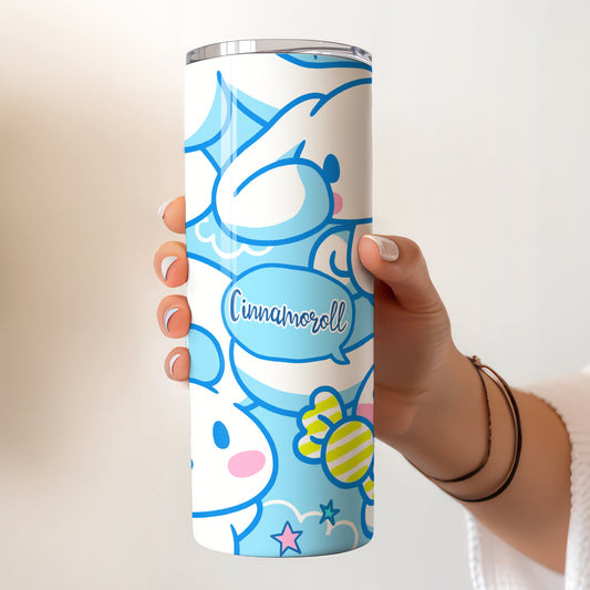 Cinnamoroll Blue Clouds Skinny Tumbler - Custom Name (20oz) | Insulated Stainless Steel Travel Cup