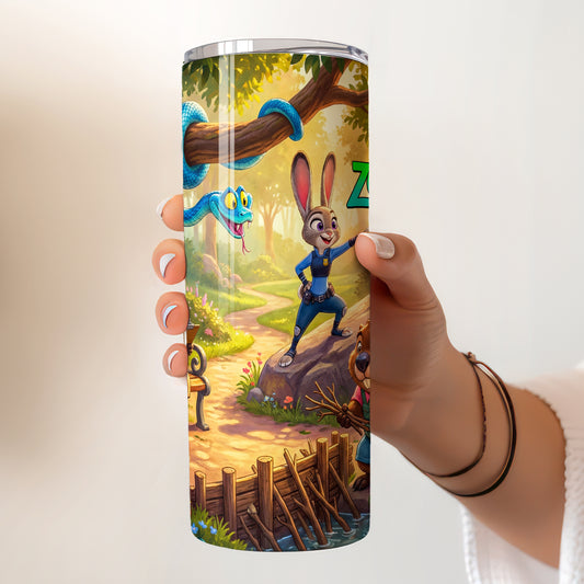 Zootopia Forest Patrol Skinny Tumbler - Custom Name (20oz) | Insulated Stainless Steel Travel Cup