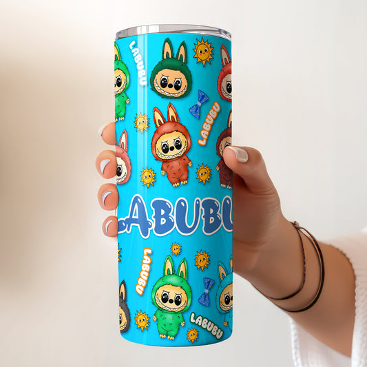Labubu Monsters Blue Sunshine Skinny Tumbler - Custom Name (20oz) | Insulated Stainless Steel Travel Cup