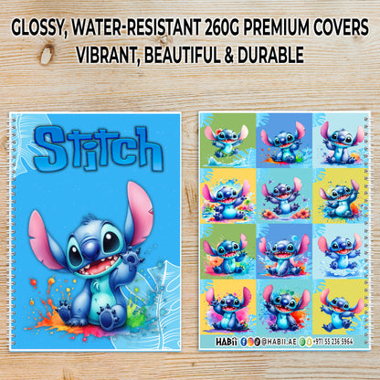 Stitch Splash Whimsy Spiral Notebook – A5 | 60 Pages (30 Sheets) | Cute & Colorful Design