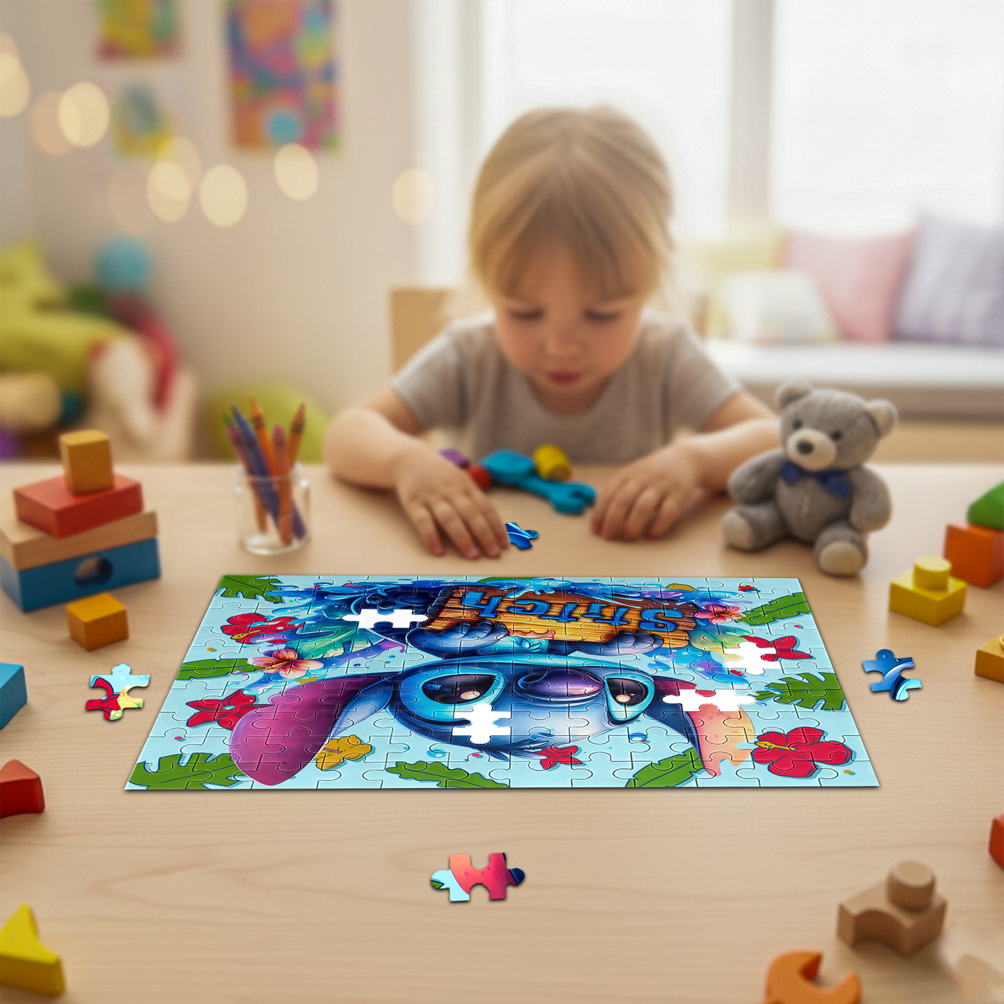 Stitch Tropical Adventure Jigsaw Puzzle 120-Piece A4 - Custom Name | Premium & Precision-Cut
