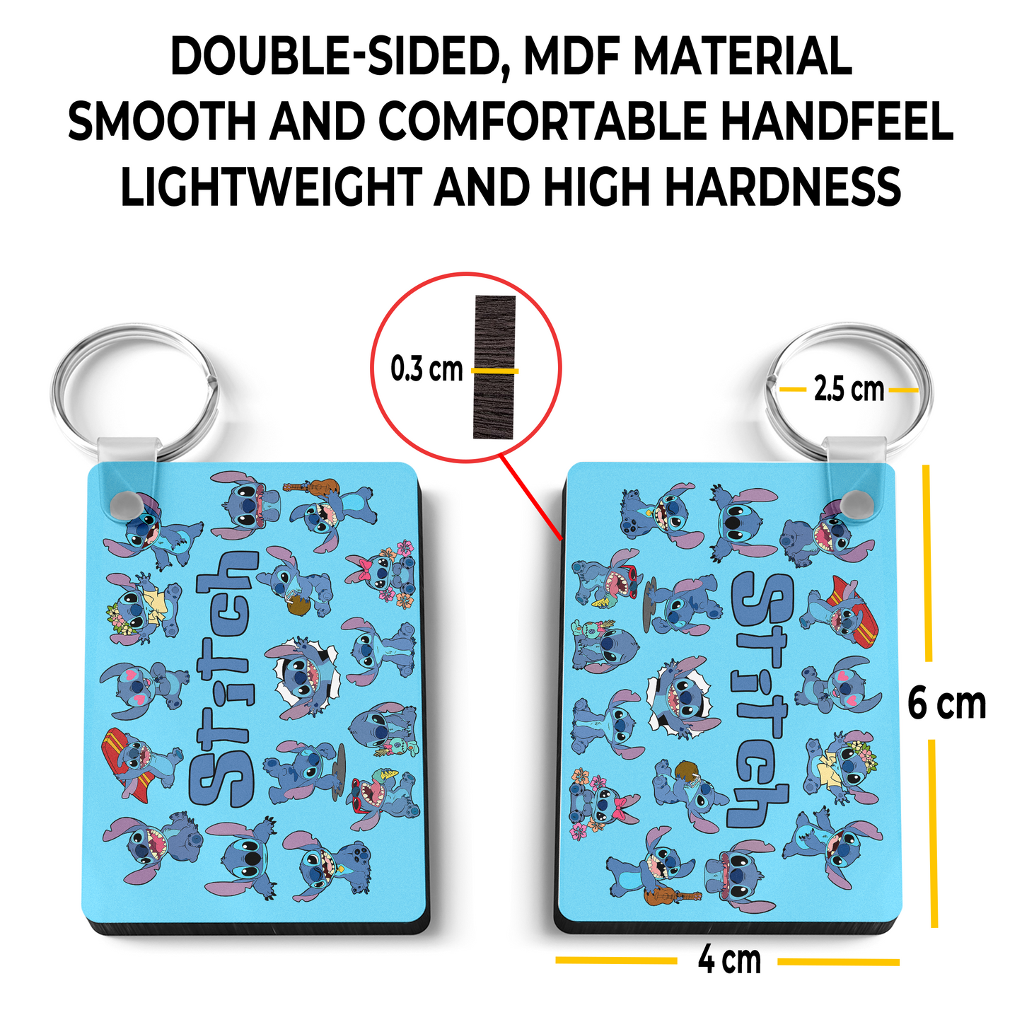 Stitch Double-Sided Character Collage Keychain – Custom Name | Lightweight & Durable