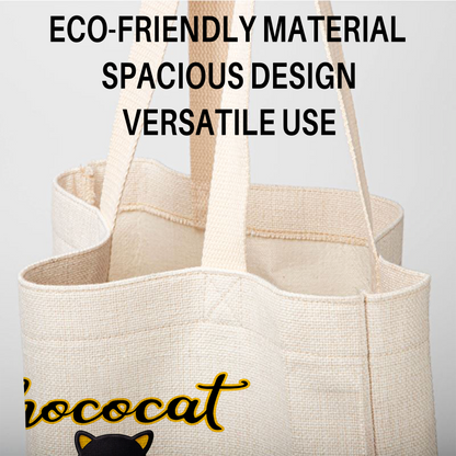 Chococat Linen Tote Bag - Custom Name (35x45cm) | Eco-Friendly Lightweight Shopping & Everyday Carrier