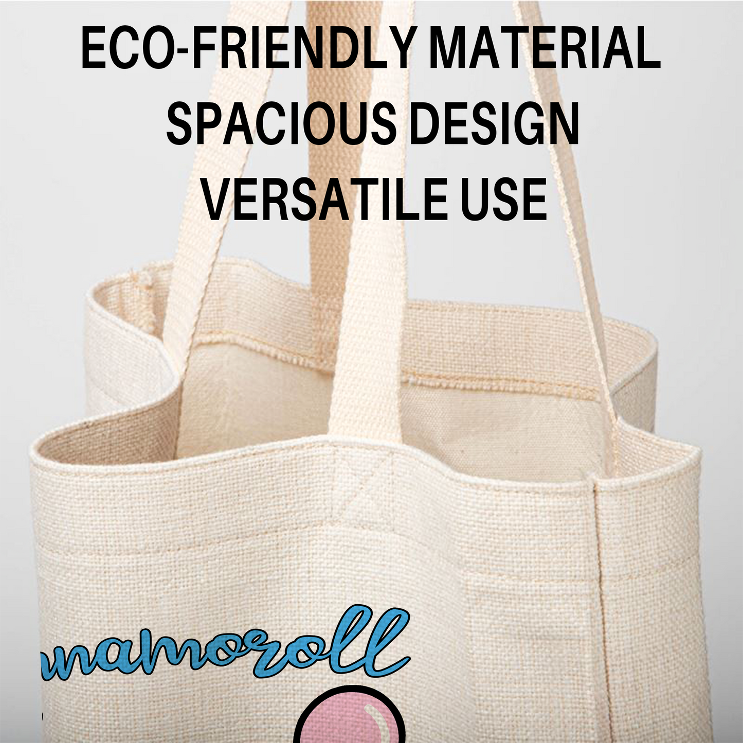 Cinnamoroll Balloon Linen Tote Bag - Custom Name (35x45cm) | Eco-Friendly Lightweight Shopping & Everyday Carrier