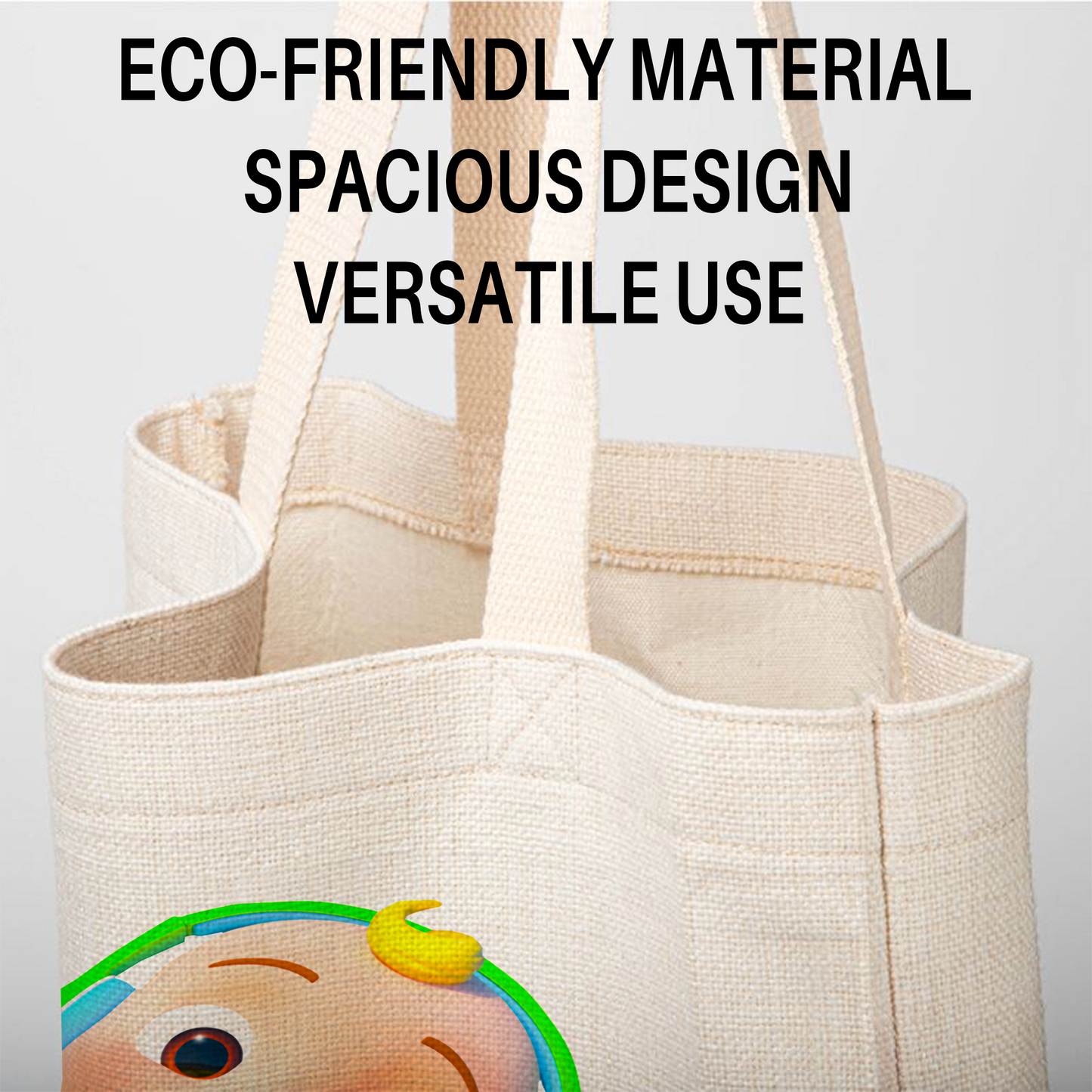 Cocomelon JJ Linen Tote Bag - Custom Name (35x45cm) | Eco-Friendly Lightweight Shopping & Everyday Carrier