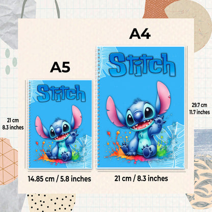 Stitch Splash Whimsy Spiral Notebook – A5 | 60 Pages (30 Sheets) | Cute & Colorful Design