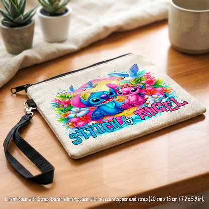 Stitch & Angel Love Box – Custom Name | Includes Plush, Tote Bag, Pouch & Drinkware Set & More