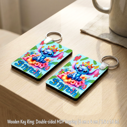 Stitch Floral Crown Box – Custom Name | Includes Plush, Tote Bag, Pouch & Drinkware Set & More