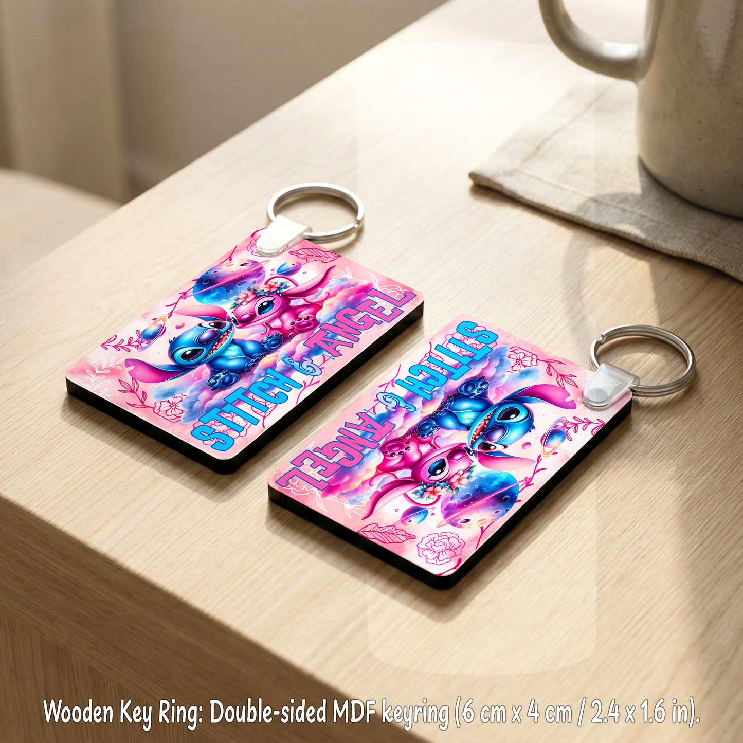 Stitch & Angel Love Box – Custom Name | Includes Plush, Tote Bag, Pouch & Drinkware Set & More