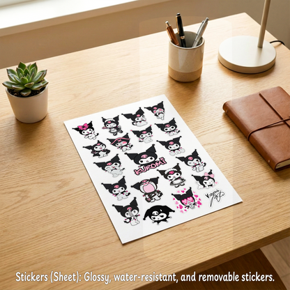 Kuromi Mania Box – Custom Name | Includes Plush, Tote Bag, Pouch & Drinkware Set & More