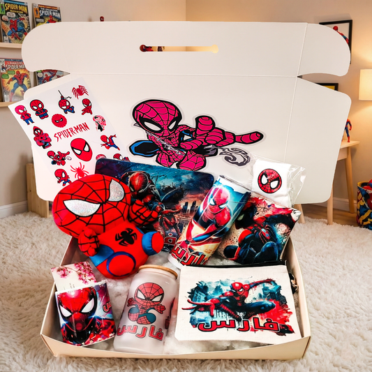 Spider-Man Plush Ultimate Box – Custom Name | Includes Plush Toy, Mouse Pad, Drinkware Set & More