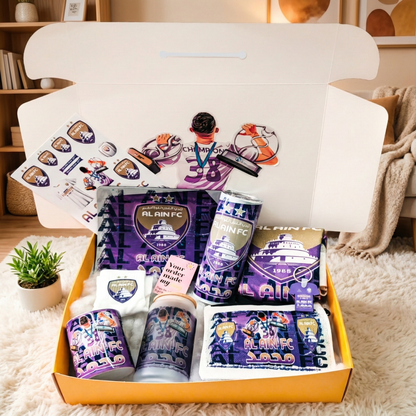 Al Ain FC Fan Box – Custom Name | Includes Tote Bag, Pouch, Mouse Pad & Drinkware Set & More