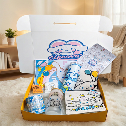 Cinnamoroll Kawaii Coloring & Tote Box – Custom Name | Includes Coloring Book, Drinkware Set & More