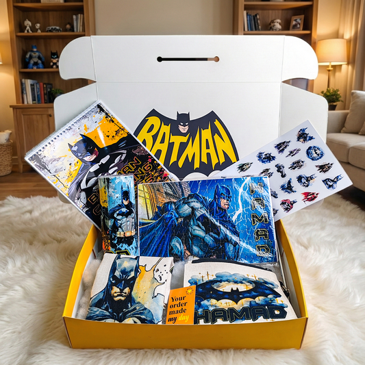 Batman Dark Knight Activity Box – Custom Name | Includes Coloring Book, Mouse Pad, Pouch & More
