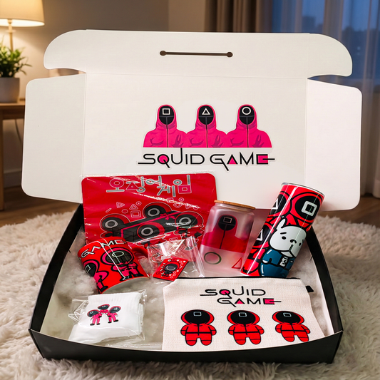 Squid Game Challenger Box – Custom Name | Includes Mouse Pad, Drinkware Set, Pouch & More